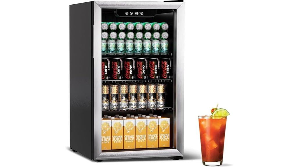 105 can glass door mini fridge