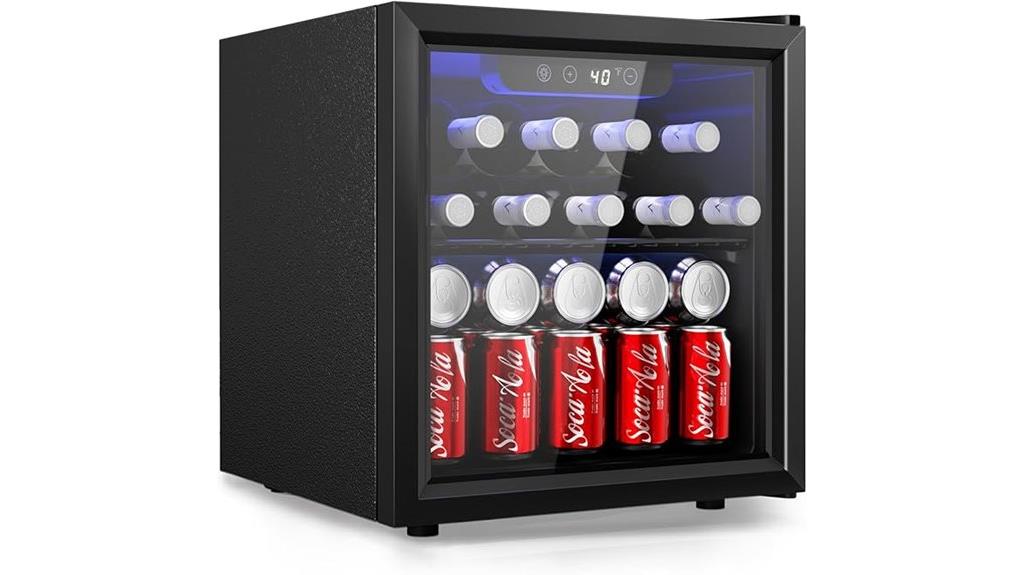 48 can beverage refrigerator with glass