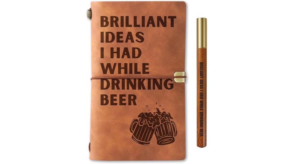 beer themed journal and pen
