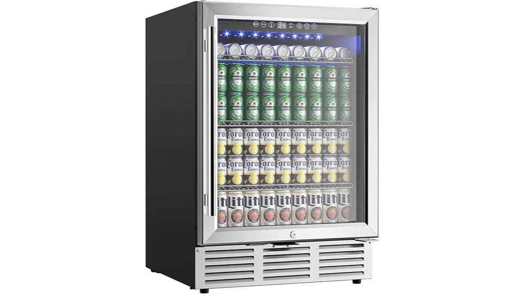 beverage refrigerator with glass
