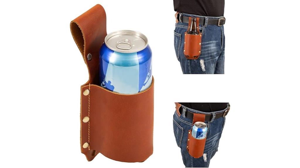 brown leather beer holster