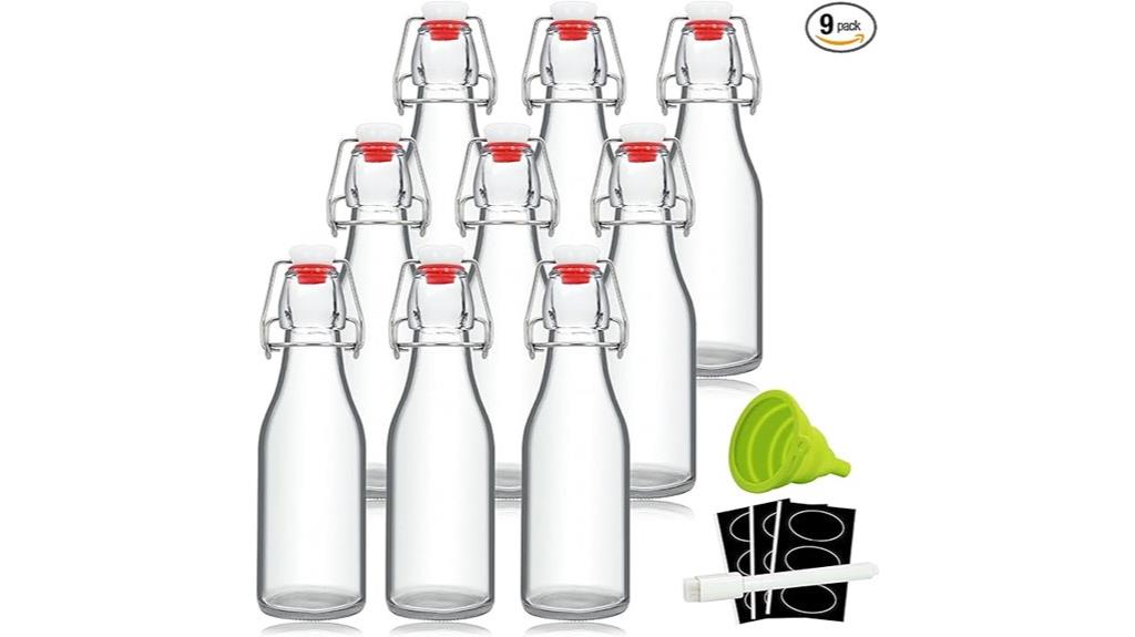 eight ounce glass bottles