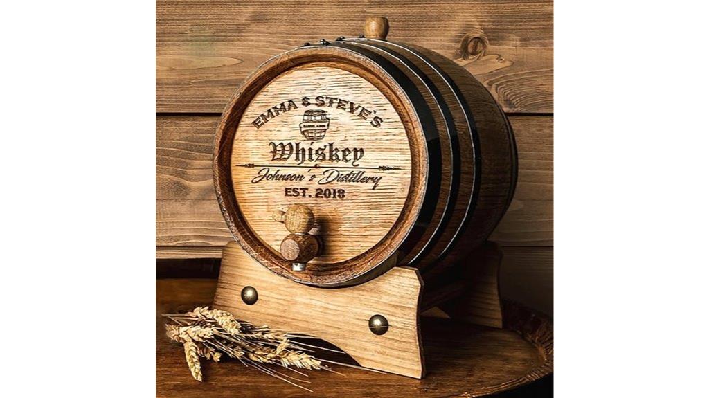 engraved oak aging barrel