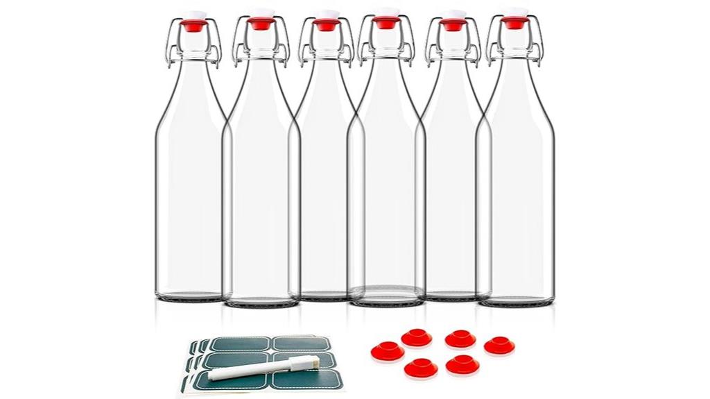 glass bottles set six