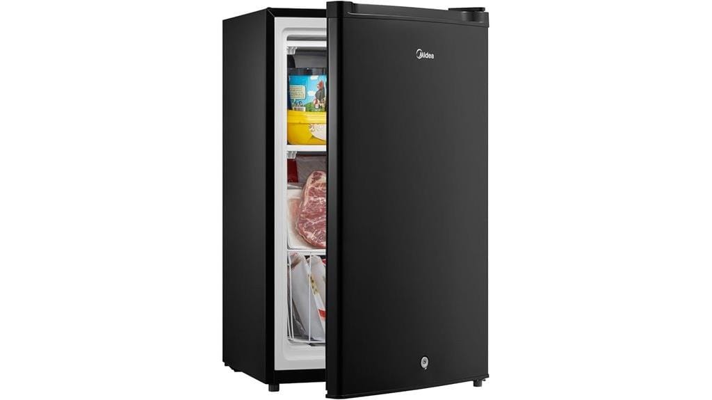 large black upright freezer