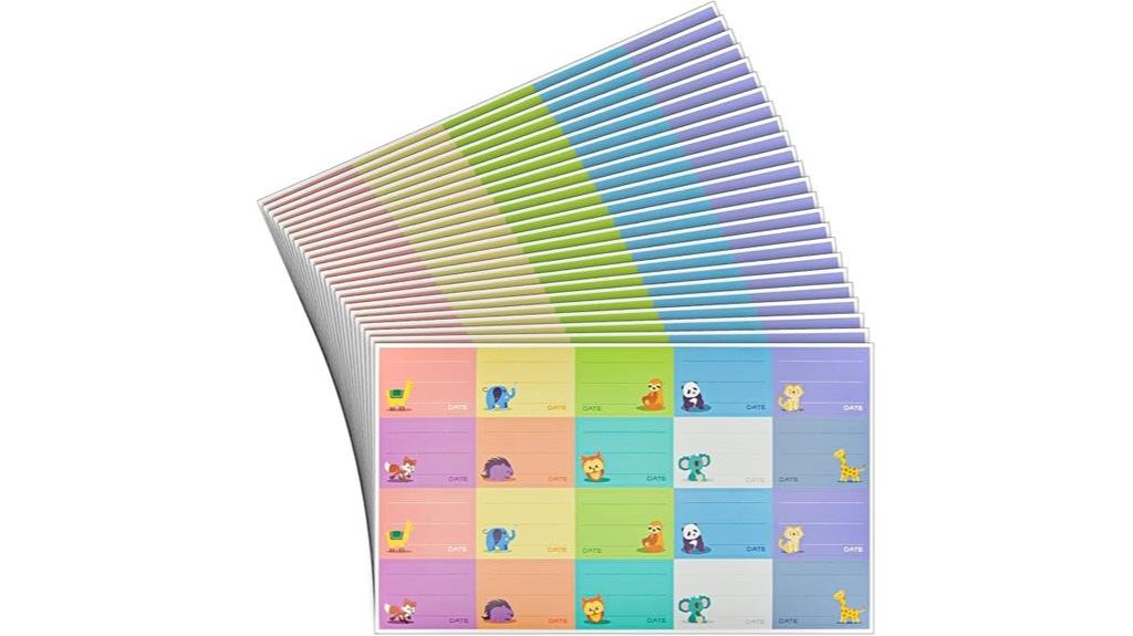 multicolor animal bottle labels