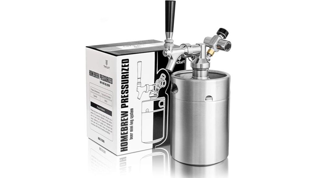 pressurized mini keg growler with regulator