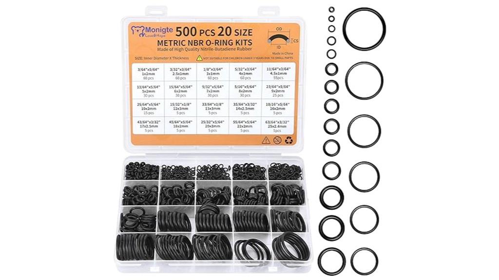 rubber o ring assortment for plumbing and auto