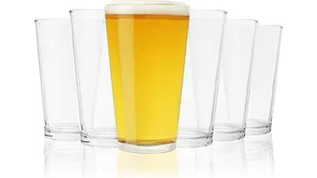 six 16oz pint glasses