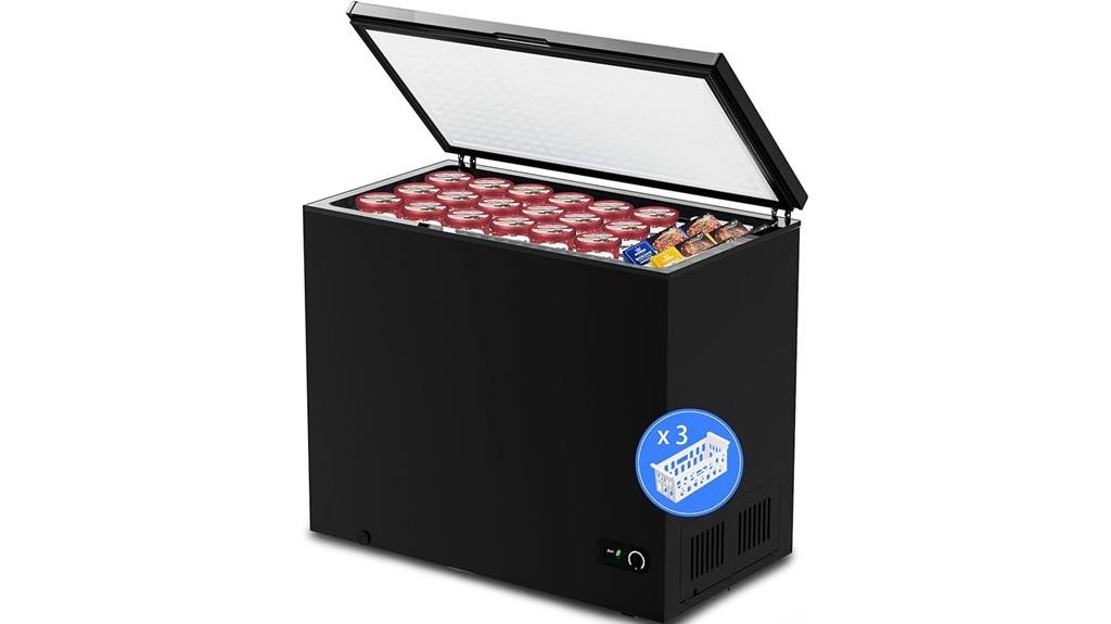 spacious chest freezer with baskets