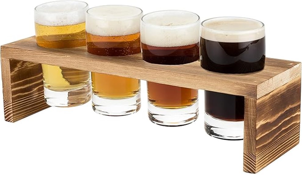 true beer flight wooden board