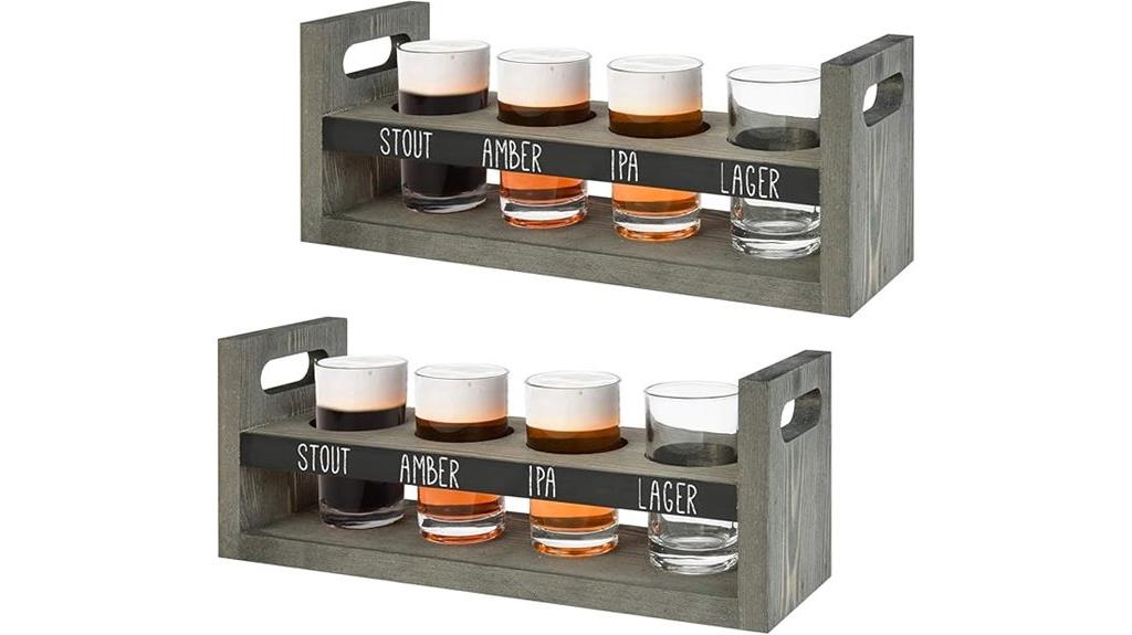 vintage gray wood beer flight
