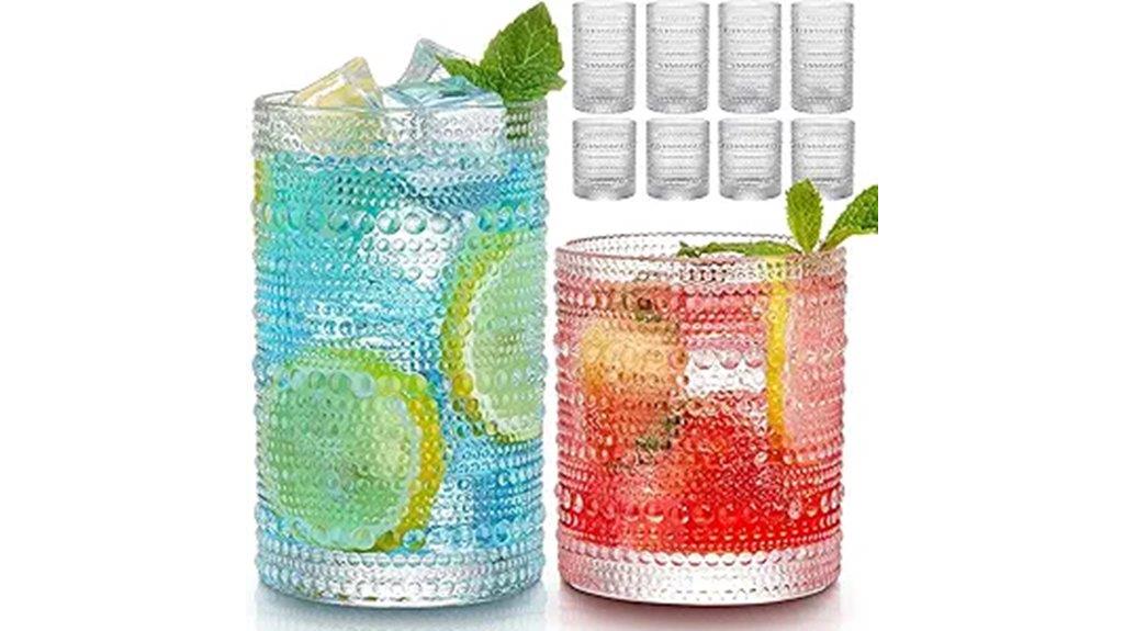 vintage hobnail glass set