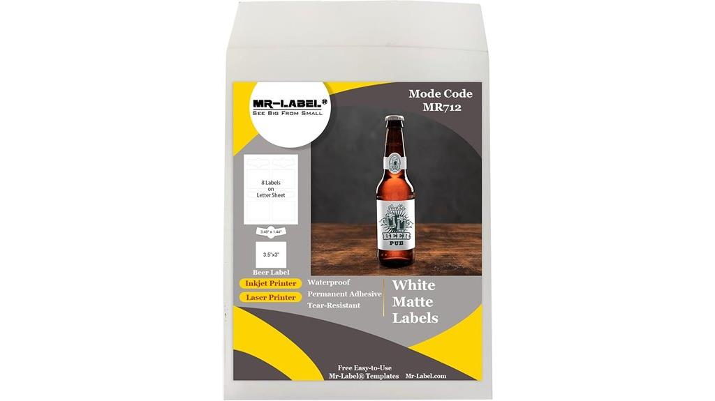 white matte beer labels